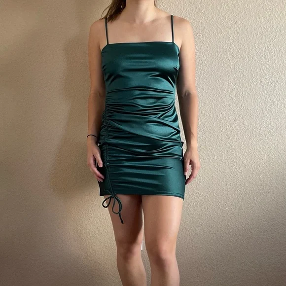 slim fit dress slacks Twirl-Worthy Satin Halter Skater Dress main image 1